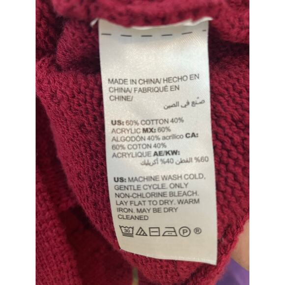 Chico's Sweater Plus Size 2X Red Cable Knit Cowl Neck Preppy Academia Twee - Picture 7 of 7